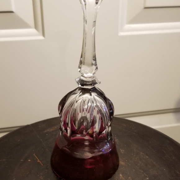 Beautiful Vintage Cut Ruby Glass Crystal Bell - Picture 4 of 10